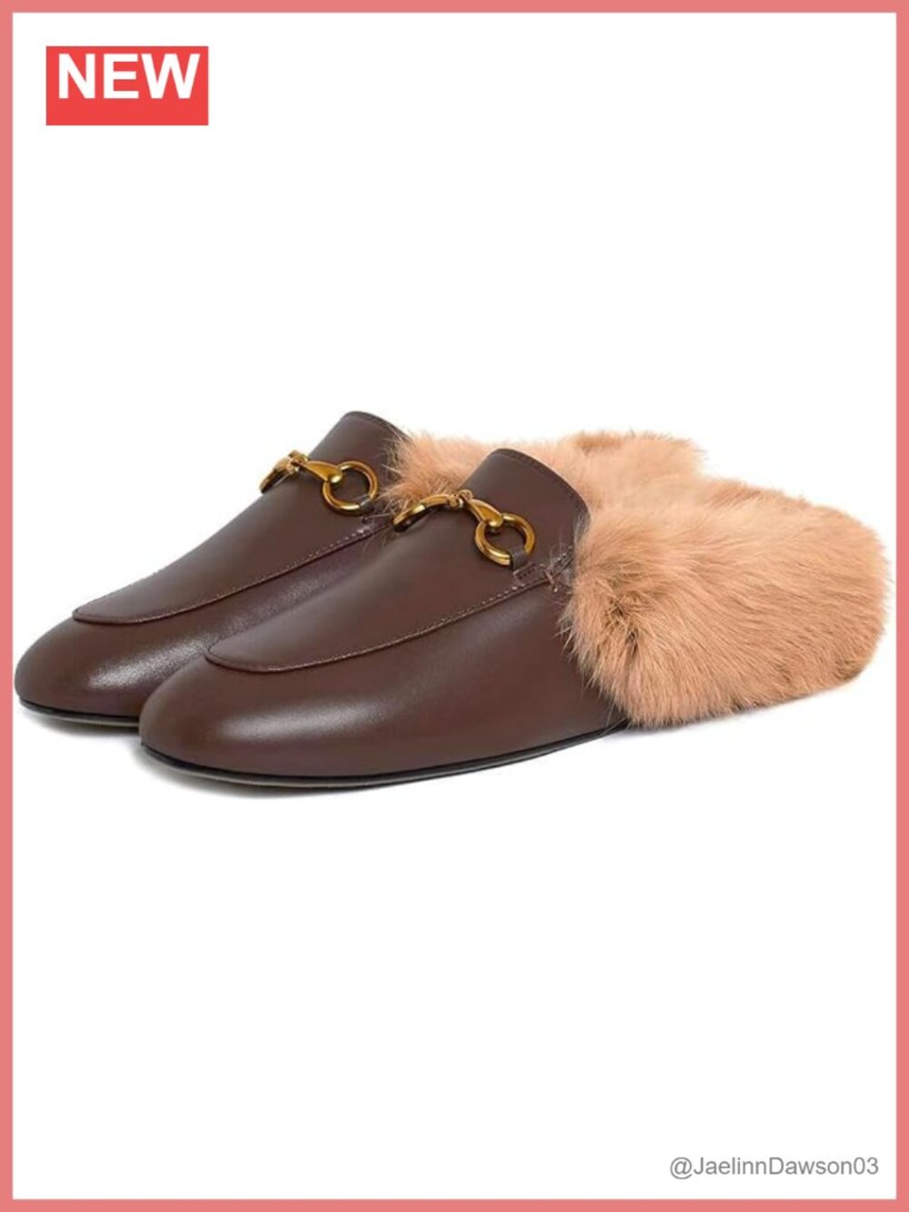 Women's Fur Mules Backless Slip On Flats Dress Sandals Work Slides Leather